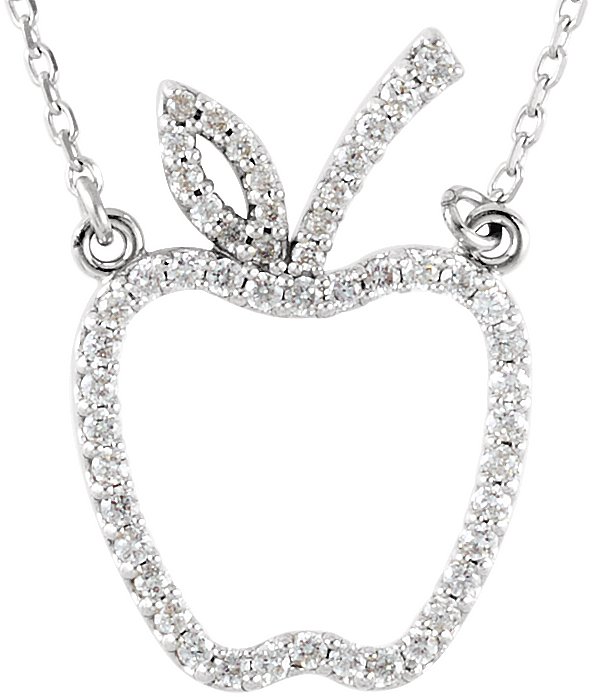 14K White 1/5 CTW Natural Diamond Apple 16" Necklace