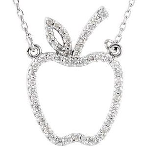 14K White 1/5 CTW Natural Diamond Apple 16" Necklace