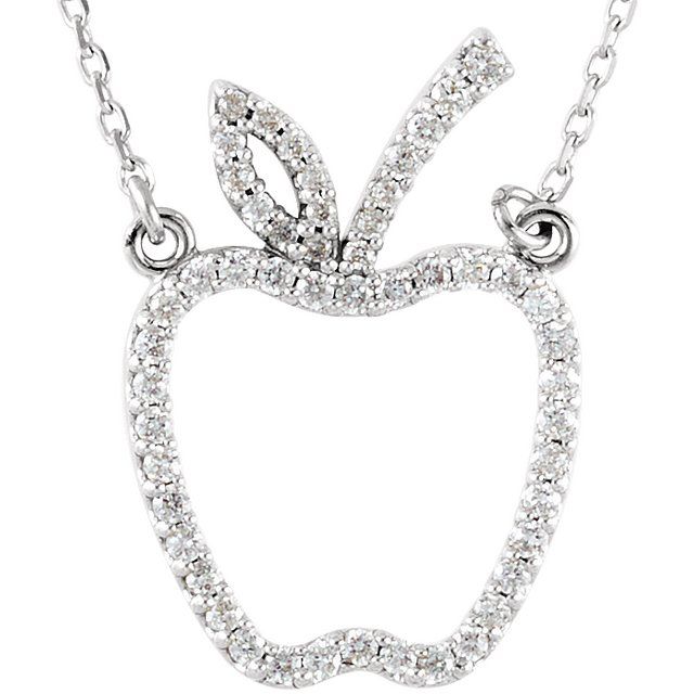 14K White 1/5 CTW Diamond Apple 16" Necklace