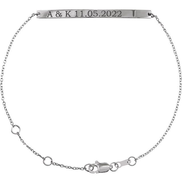 Sterling Silver Engravable Skinny Bar 6 1/2-7 1/2 Bracelet