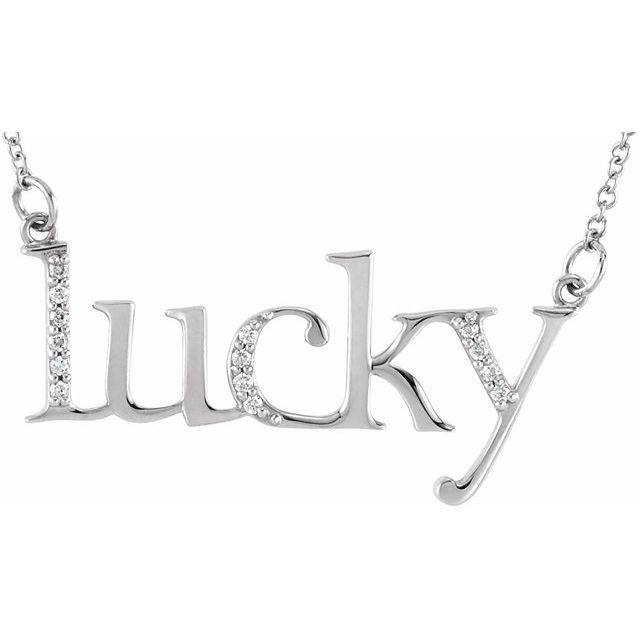 14K White .06 CTW Diamond "Lucky" 16 1/2" Necklace