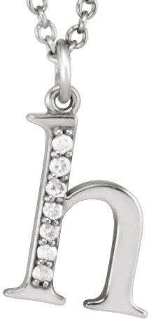 14K White .03 CTW Natural Diamond Lowercase Initial H 16" Necklace