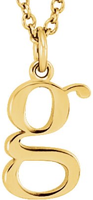 14K Yellow Lowercase Initial g 16" Necklace