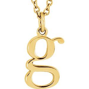 14K Yellow Lowercase Initial g 16" Necklace