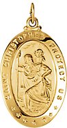 14K Yellow 29x20 mm Oval St. Christopher Medal