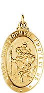 14K Yellow 25x18 mm Oval St. Christopher Medal