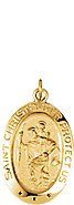 14K Yellow 19x14 mm Oval St. Christopher Medal