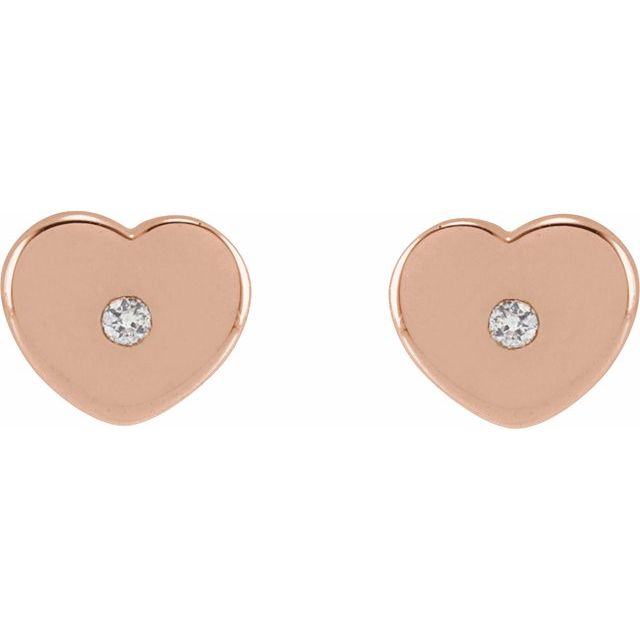 14K Rose .01 CTW Natural Diamond Youth Heart Earrings  