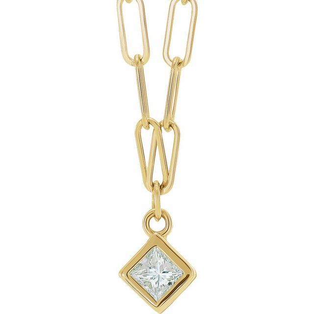 14K Yellow 1/6 CT Natural Diamond Micro Bezel-Set 16" Necklace