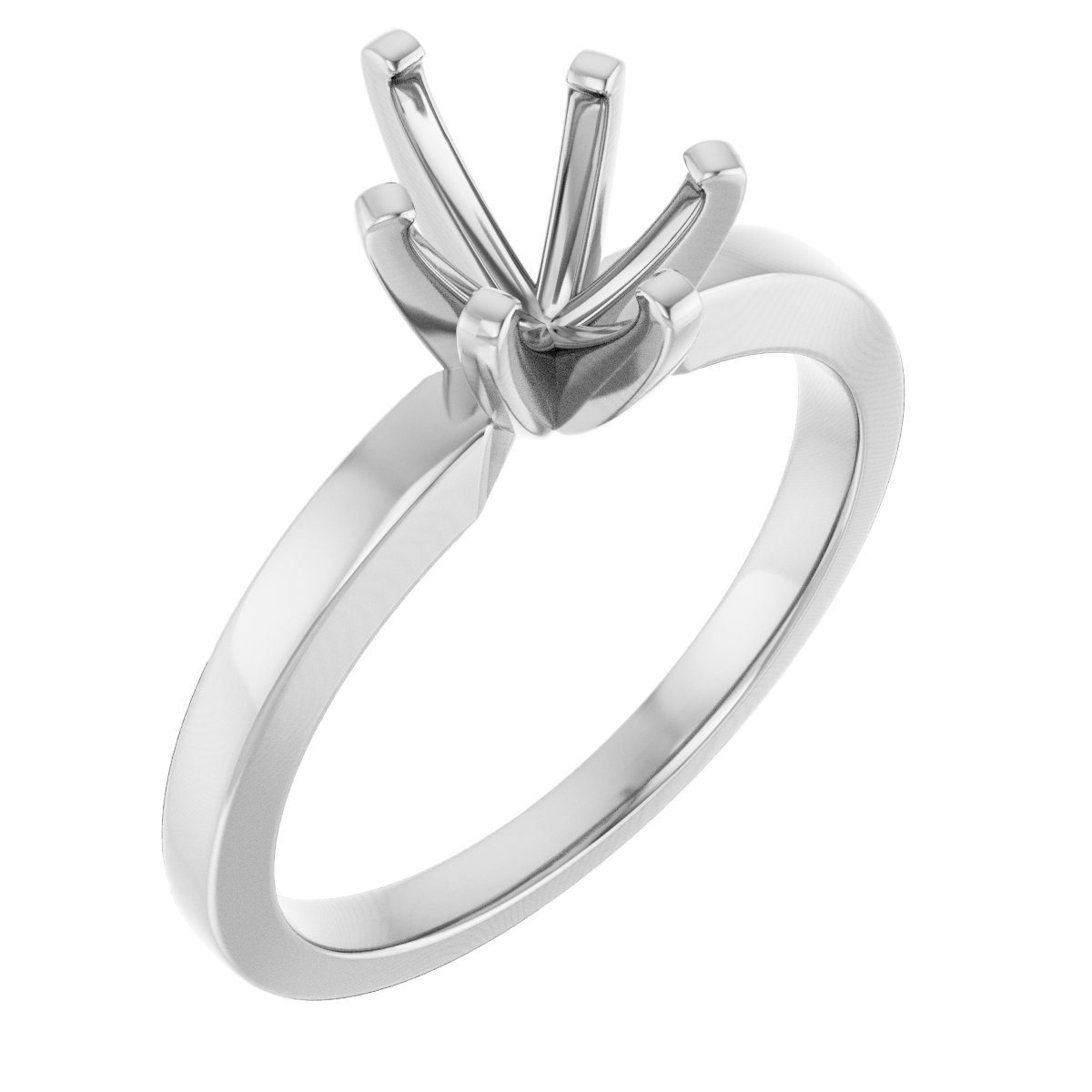 14K White 8x6 mm Pear Solitaire Engagement Ring Mounting
