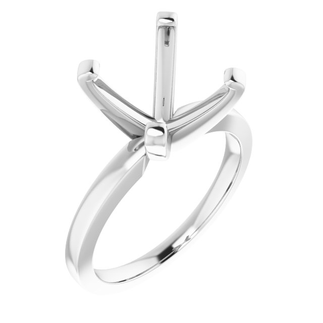 14K White 10x10 mm Cushion Solitaire Engagement Ring Mounting