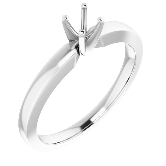 14K White 2.75x2.75 mm Square Solitaire Engagement Ring Mounting