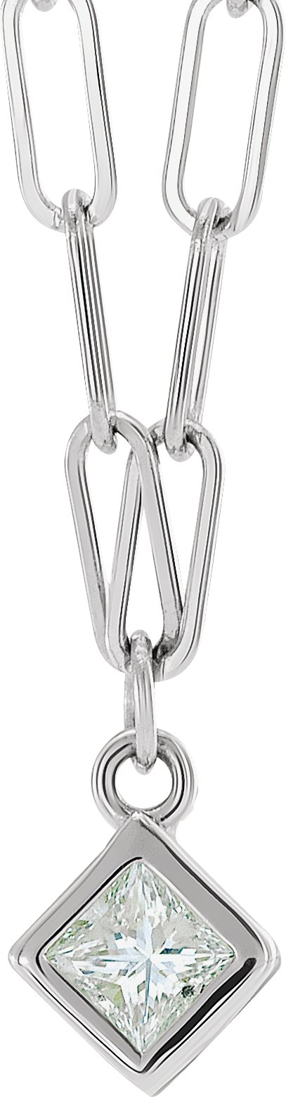 14K White 1/6 CT Natural Diamond Micro Bezel-Set 18 Necklace