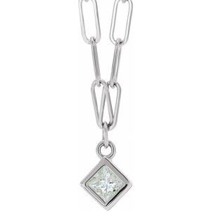 14K White 1/6 CT Natural Diamond Micro Bezel-Set 18" Necklace
