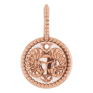 14K Rose 2 mm Round Aries Accented Zodiac Charm/Pendant Mounting
