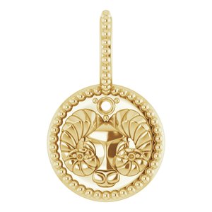 14K Yellow 2 mm Round Aries Accented Zodiac Charm/Pendant Mounting