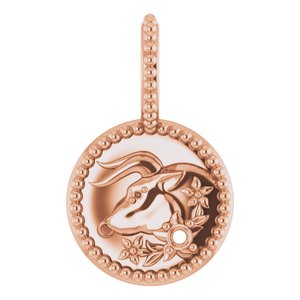 14K Rose 2 mm Round Taurus Accented Zodiac Charm/Pendant Mounting
