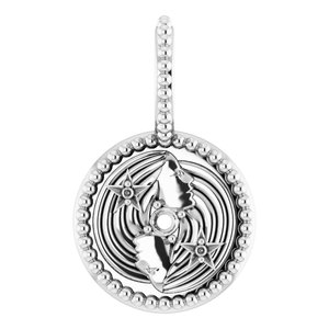 Sterling Silver 2 mm Round Gemini Accented Zodiac Charm/Pendant Mounting