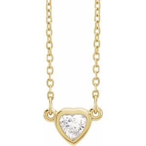 14K Yellow 1/4 CT Natural Diamond Heart 16-18" Necklace