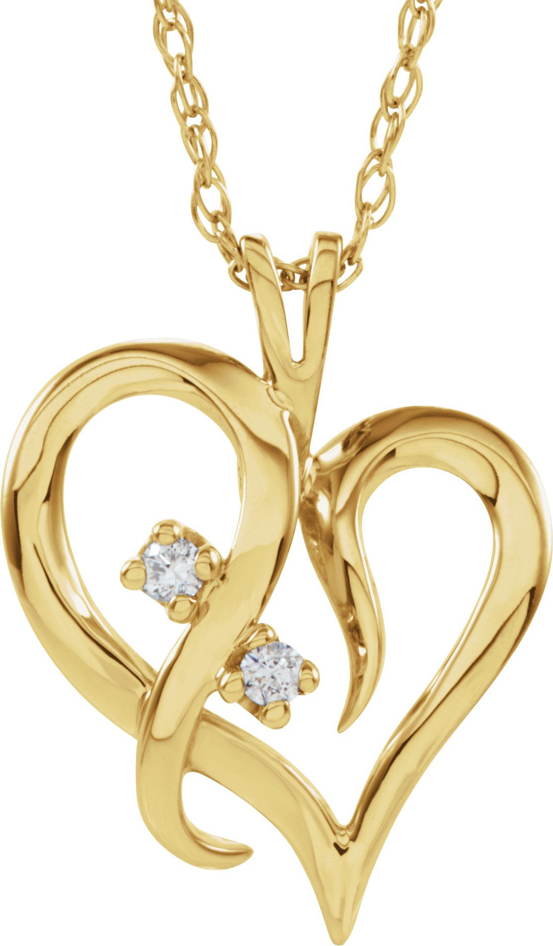 14K Yellow .03 CTW Natural Diamond Heart 18