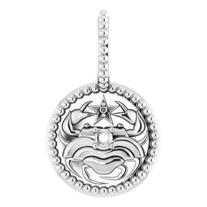 Sterling Silver 2 mm Round Cancer Accented Zodiac Charm/Pendant Mounting