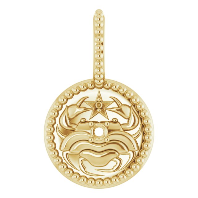 14K Yellow 2 mm Round Cancer Accented Zodiac Charm/Pendant Mounting