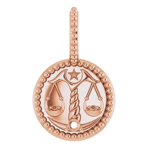 14K Rose 2 mm Round Libra Accented Zodiac Charm/Pendant Mounting