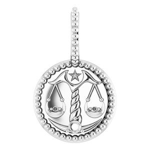 Sterling Silver 2 mm Round Libra Accented Zodiac Charm/Pendant Mounting
