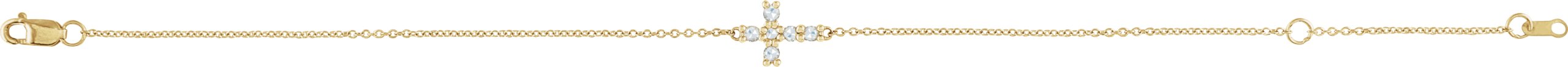 14K Yellow 1/8 CTW Rose-Cut Natural Diamond Sideways Cross 6 1/2-7 1/2 Bracelet