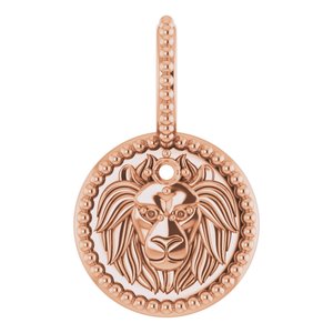 14K Rose 2 mm Round Leo Accented Zodiac Charm/Pendant Mounting