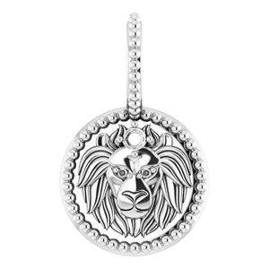 Sterling Silver 2 mm Round Leo Accented Zodiac Charm/Pendant Mounting