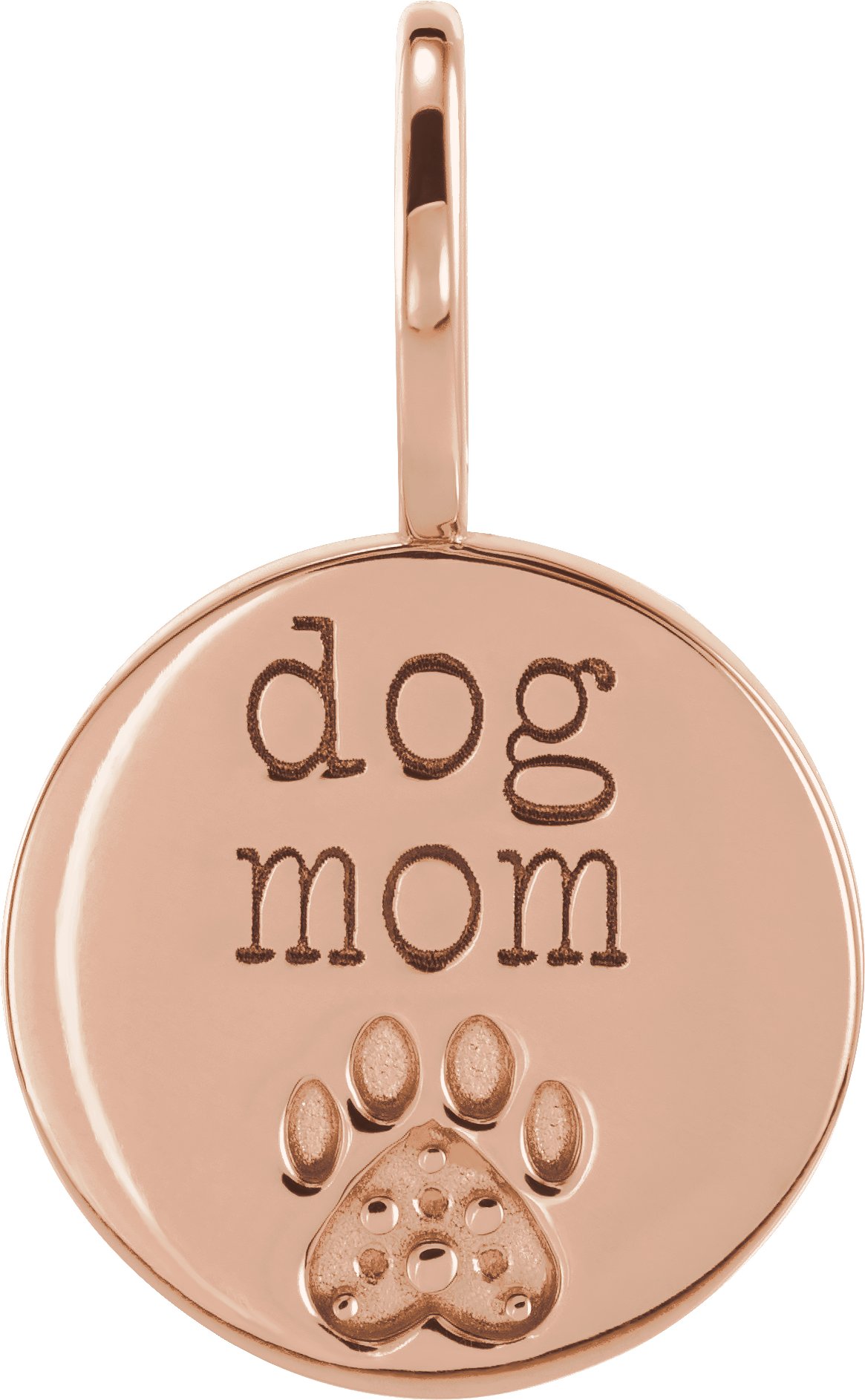 14K Rose Engraved Dog Mom Paw Print Charm/Pendant Mounting