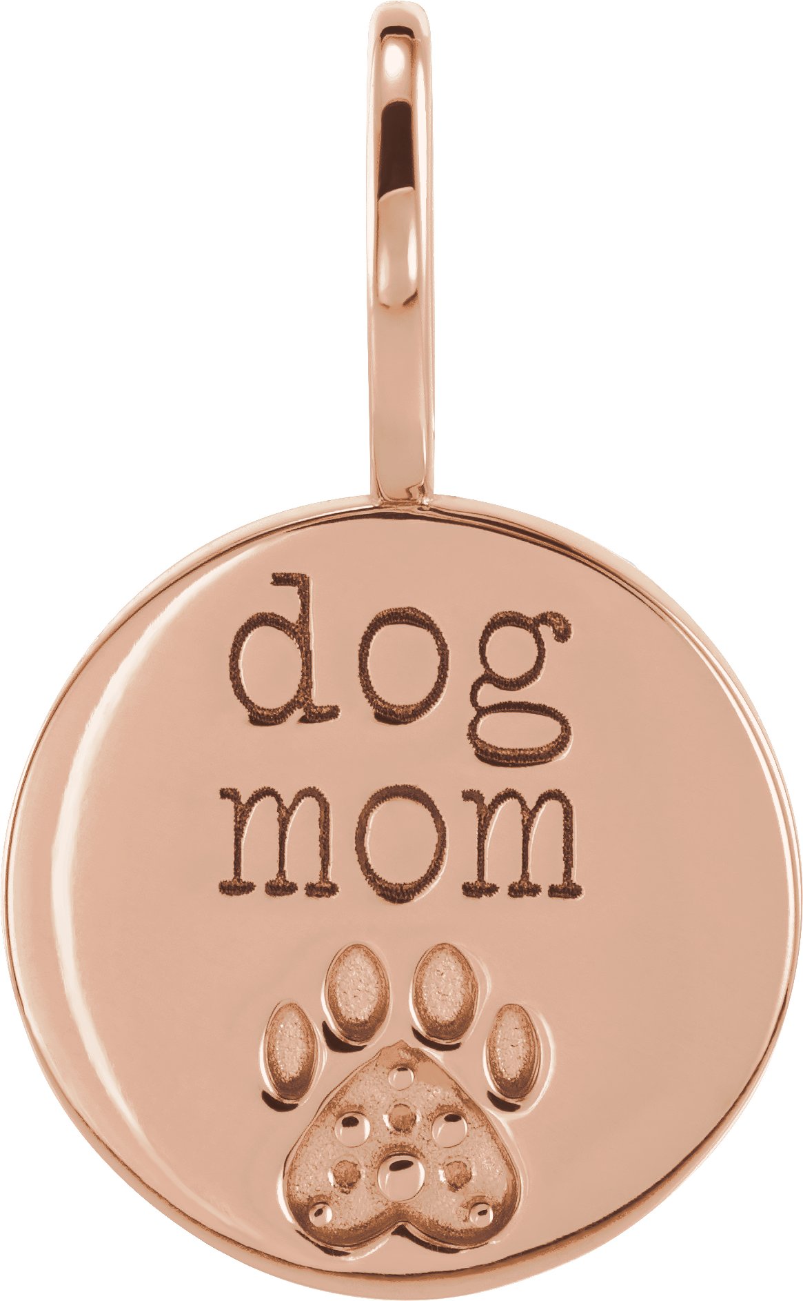 18K Rose Engraved Dog Mom Paw Print Charm/Pendant Mounting