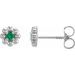 14K White Lab-Grown Emerald Petite Flower Beaded Earrings