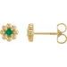 14K Yellow Lab-Grown Emerald Petite Flower Beaded Earrings