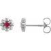 Sterling Silver Natural Ruby Petite Flower Beaded Earrings