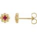 14K Yellow Lab-Grown Ruby Petite Flower Beaded Earrings
