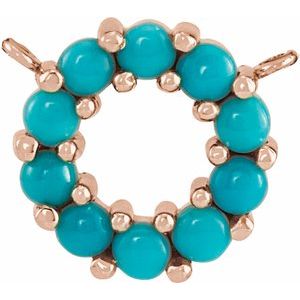 14K Rose Natural Turquoise Circle Cabochon Necklace Center