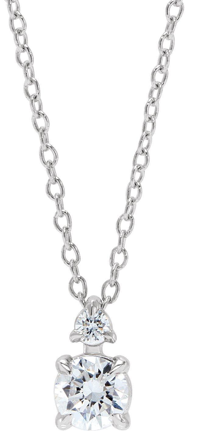 14K White 1/4 CTW Lab-Grown Diamond Claw-Prong 16-18" Necklace