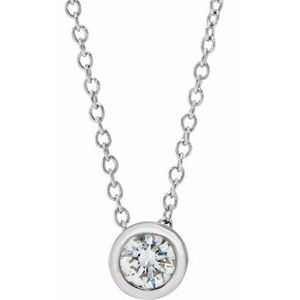 14K White 1/4 CT Lab-Grown Diamond Solitaire 16-18" Necklace
