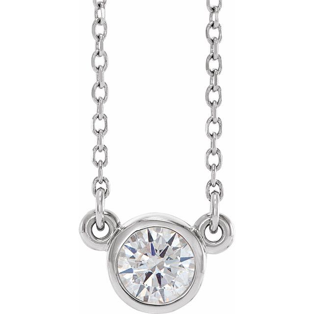 14K White 1/3 CT Natural Diamond Solitaire 18" Necklace