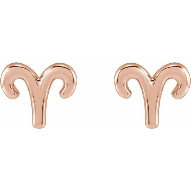 14K Rose Aries Zodiac Earrings