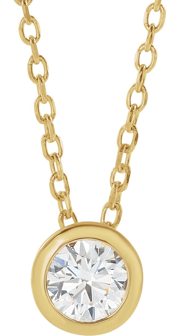 14K Yellow 1/4 CT Lab-Grown Diamond Bezel-Set 16-18" Necklace