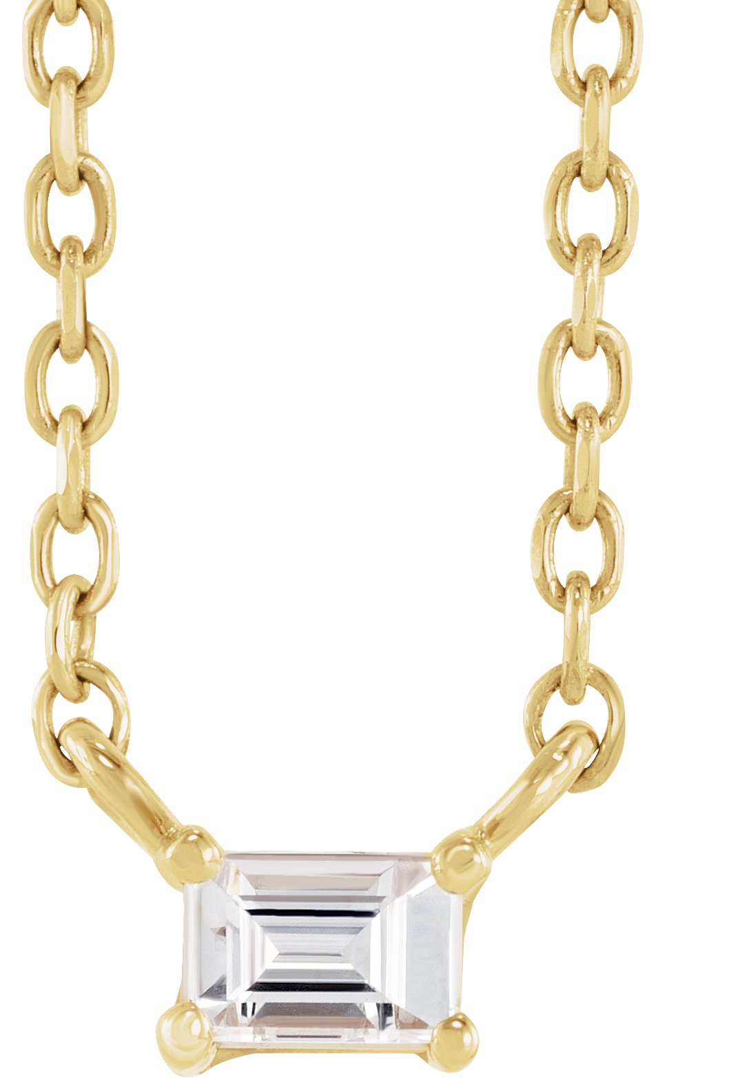 14K Yellow .07 CT Natural Diamond Solitaire 18" Necklace