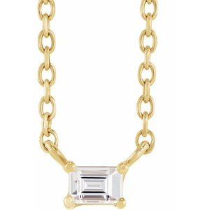 14K Yellow .07 CT Natural Diamond Solitaire 18" Necklace