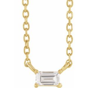 14K Yellow 1/10 CT Natural Diamond Solitaire 18" Necklace