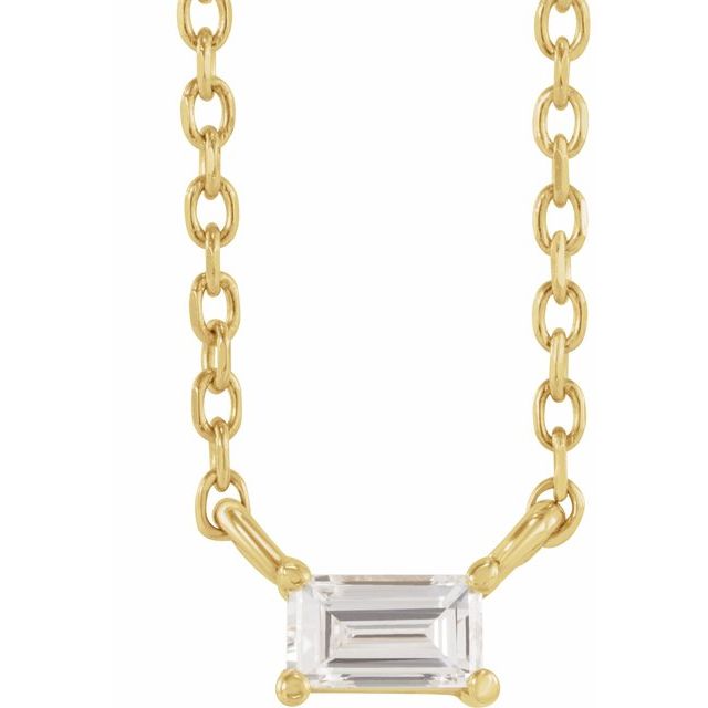 14K Yellow 1/10 CT Natural Diamond Solitaire 18" Necklace