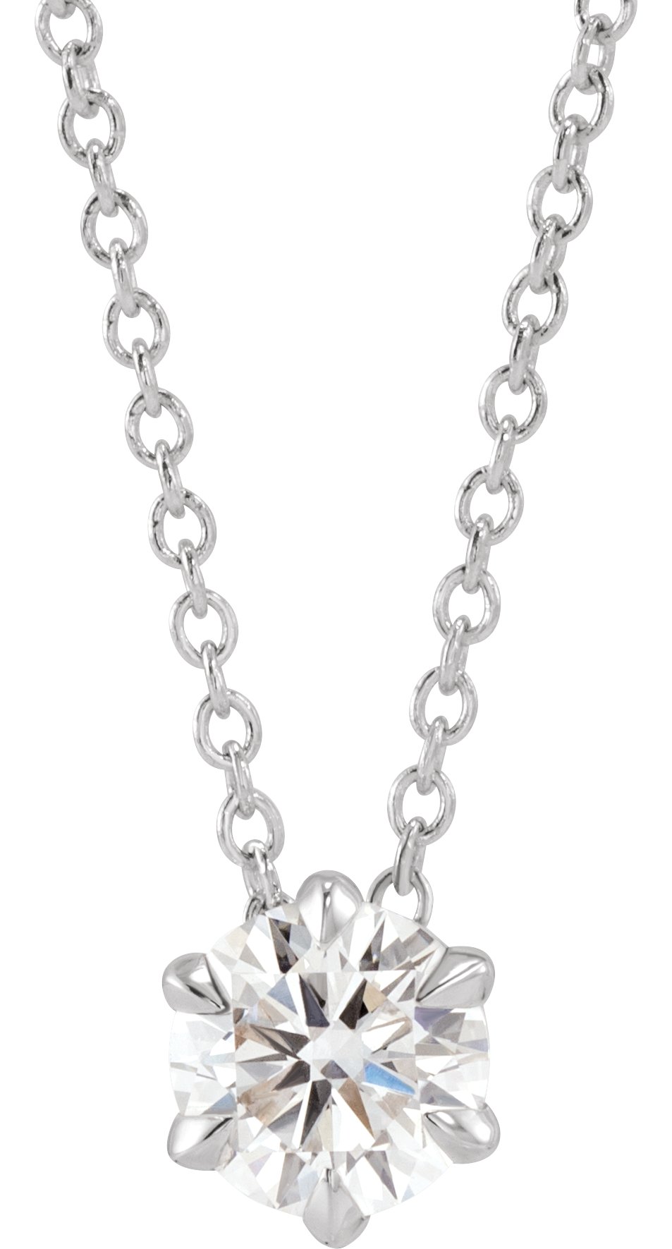 14K White 1/2 CT Lab-Grown Diamond Solitaire 16-18" Necklace