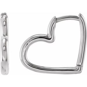 Sterling Silver Hinged 15 mm Heart Huggie Hoop Earrings