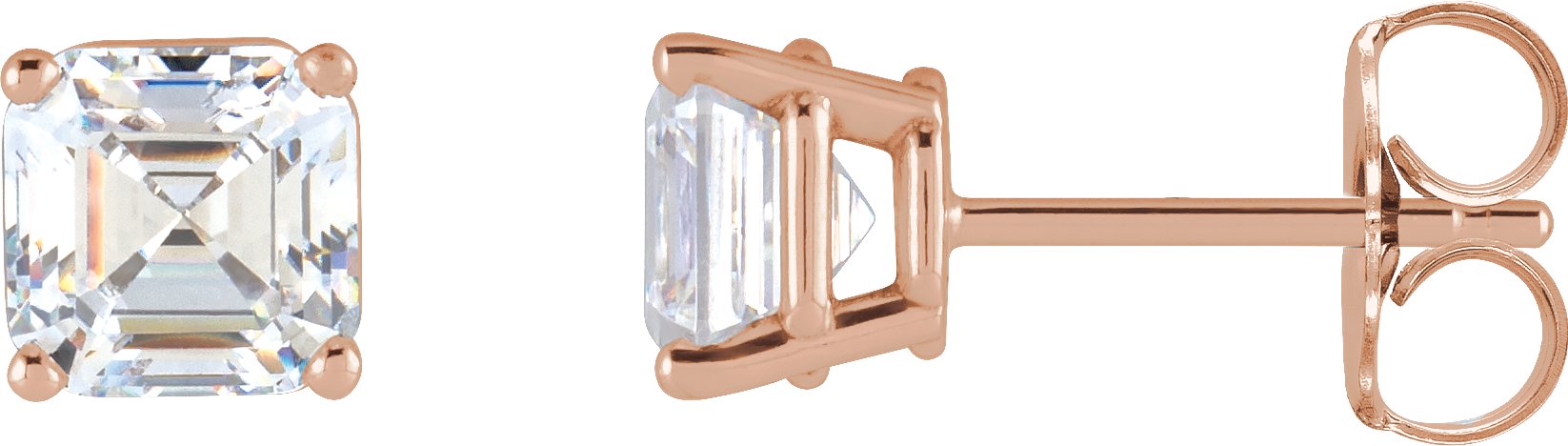 Asscher 4-Prong Stud Earrings